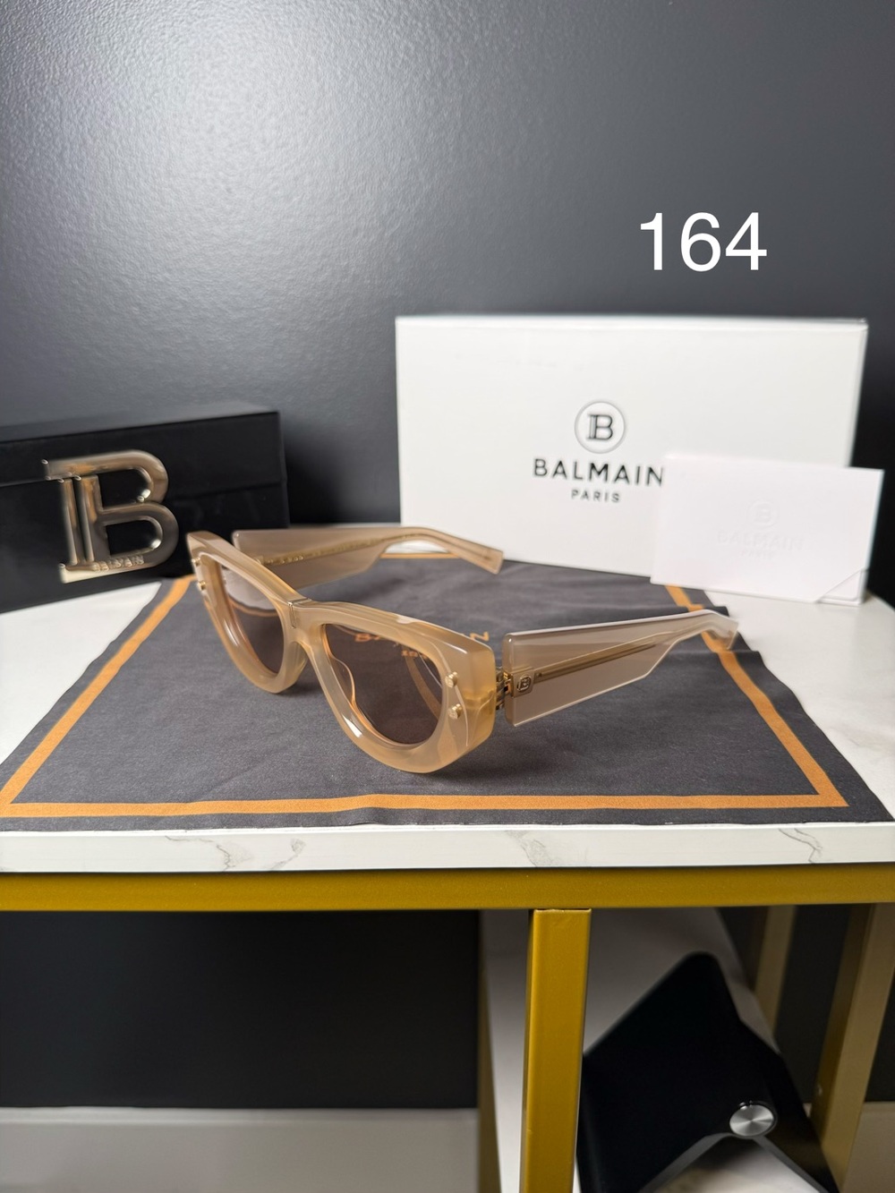 Balmain Beige Transparent Cat-Eye Sunglasses